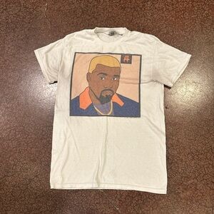 Gildan White Short Sleeve Tee with Kanye Print, From local artist in Atlanta.